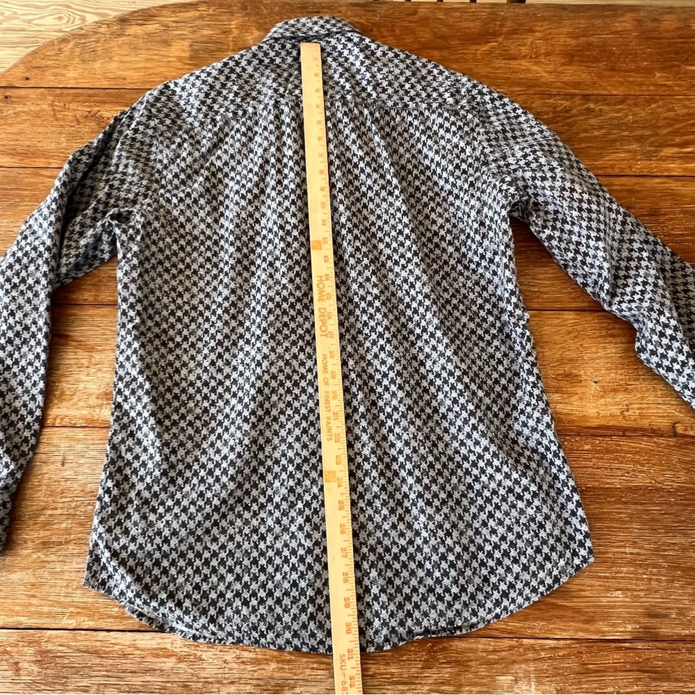 Bugatchi Shaped Fit Shirt Houndstooth Long Sleeve Button Down Large Black Gray - Picture 12 of 16